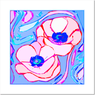 Colorful Layered Abstract of Red Poppies (MD23Mrl018b) Posters and Art